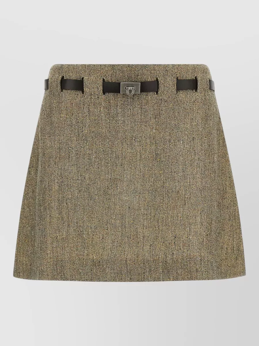 Ferragamo linen pleated mini skirt