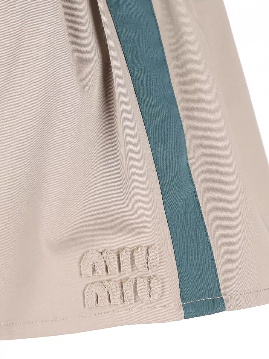Miu Miu Cotton Contrast-Trim A-Line Skirt