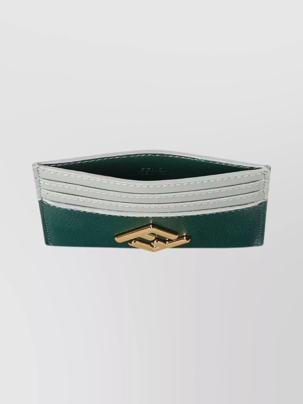 Fendi Color Block Cardholder Gold-tone Hardware In Green