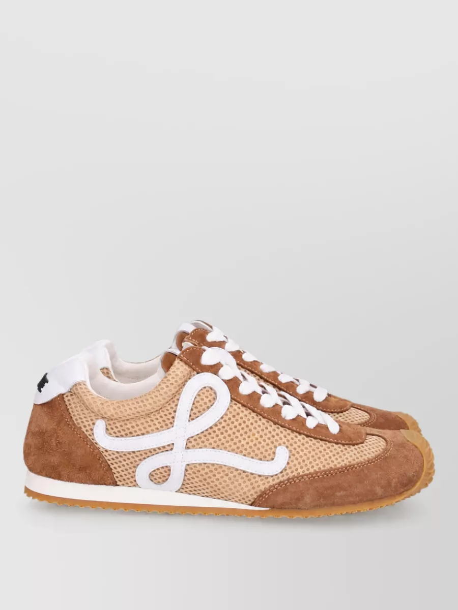 Loewe Calf Leather Mesh Lace-Up Sneakers