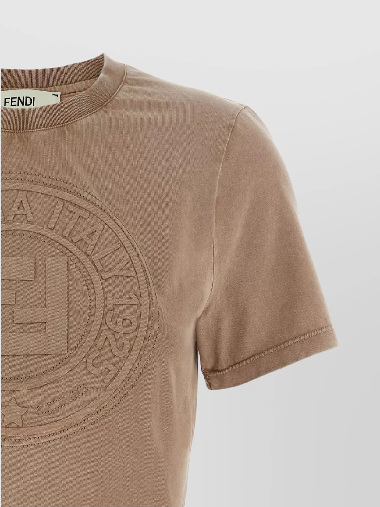 Fendi Beige Cotton Logo Crop T-shirt In Brown