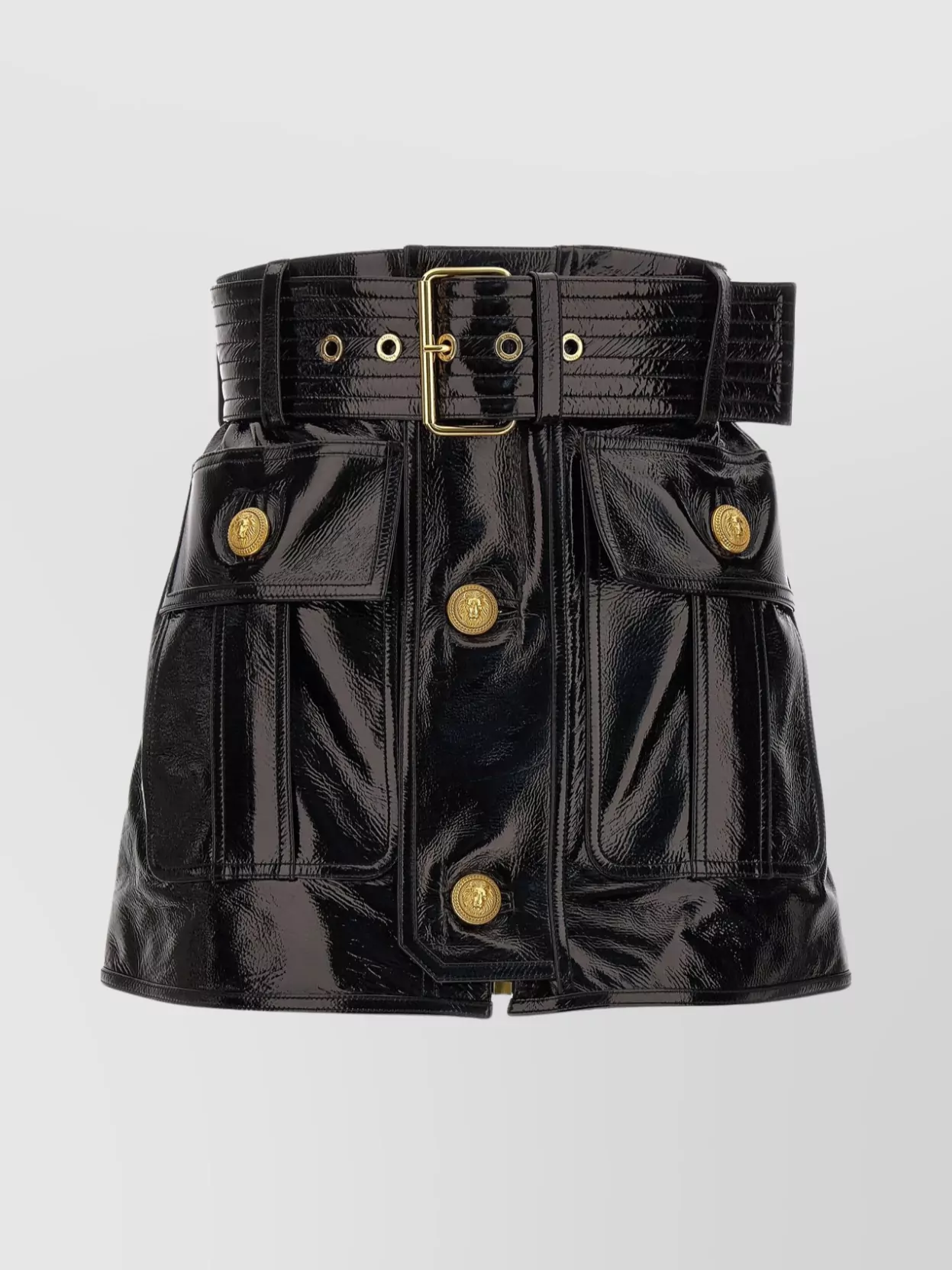 Balmain High-waisted Leather Skirt Belt In Animal Print