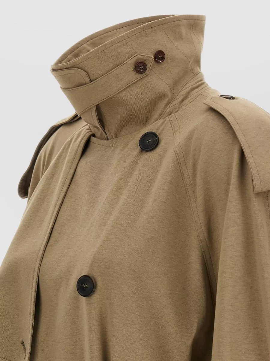 Balenciaga Cotton Trench Coat Belted Waist Epaulettes