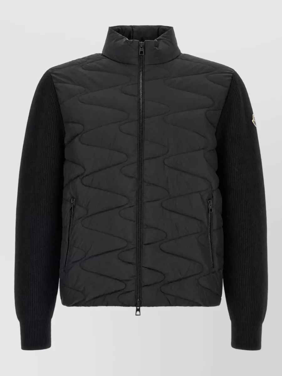 Moncler down padded ribbed zip-up cardigan