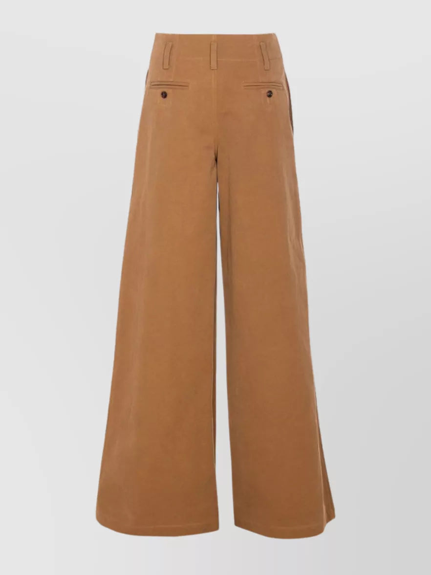 Chloé Brown Pants With Belt Loops And Wide Leg In Cotton Woman In Brown