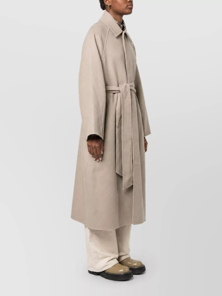 Ami Paris Cashmere Wool Belted Single Breasted Coat