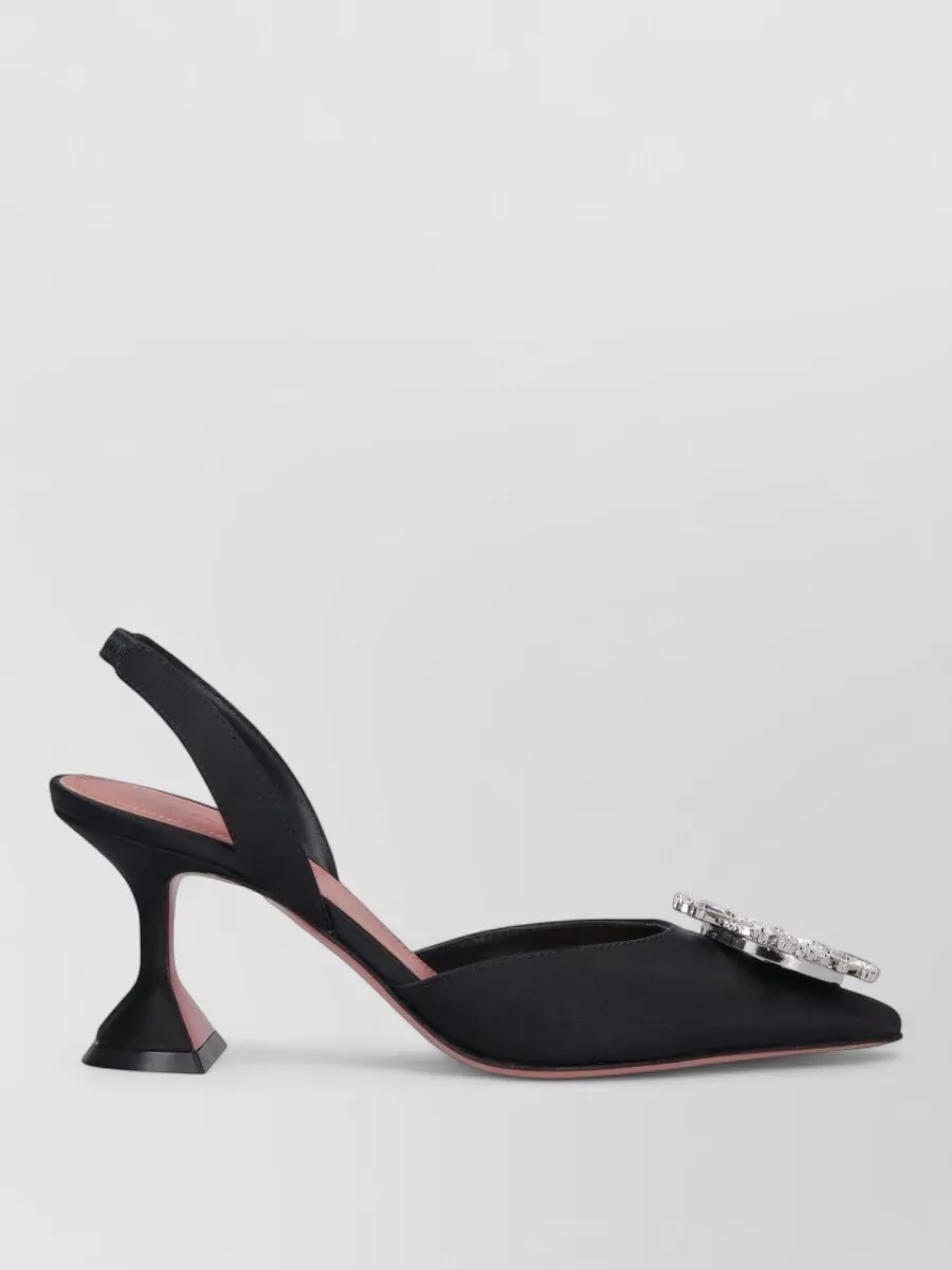 Amina Muaddi Slingback Pumps Pointed Toe Embellished Heel