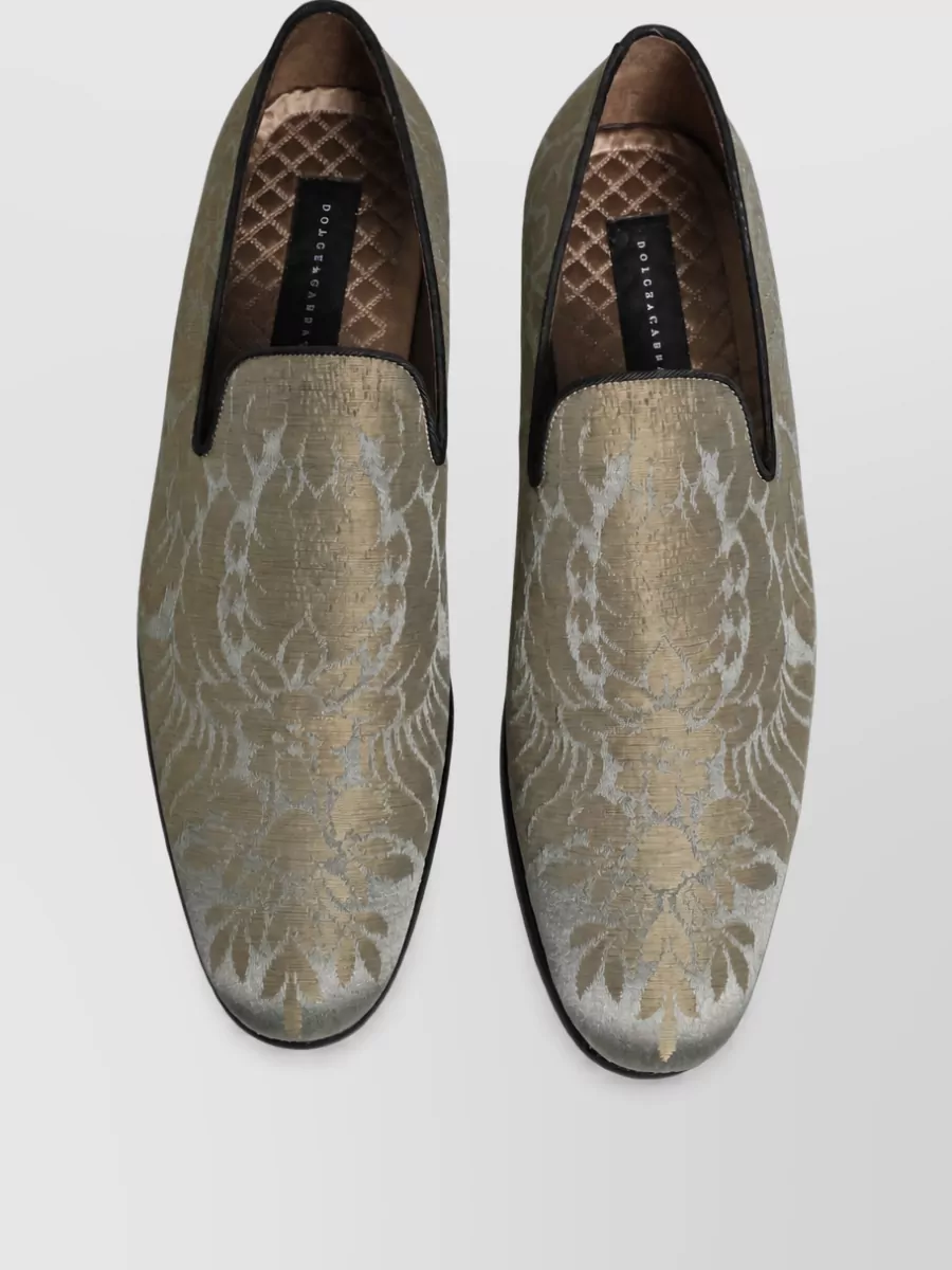 Dolce&Gabbana Leather Floral-Jacquard Monk Shoes