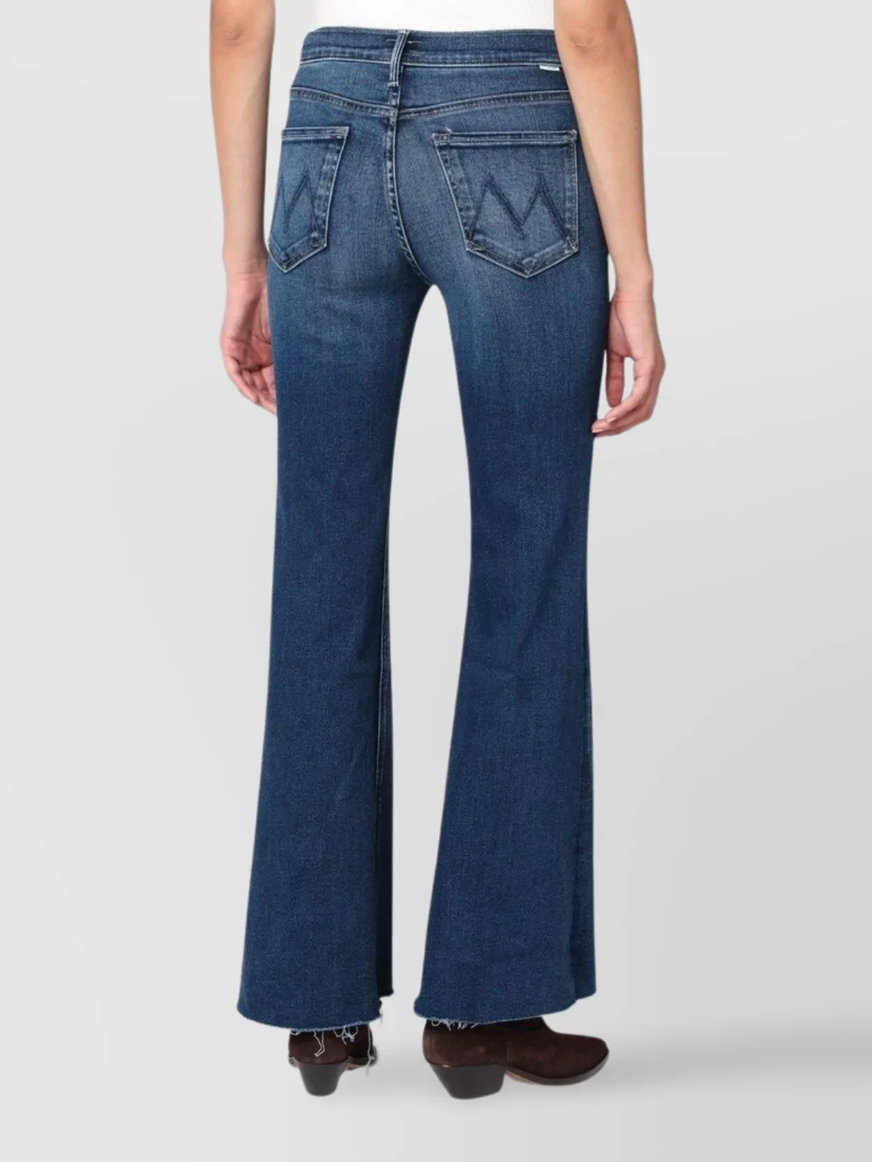 Mother Lil Doozy Fray Flared Jeans In Blue