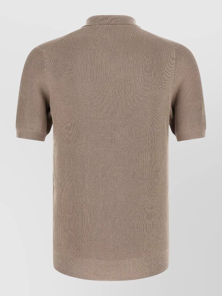 Brunello Cucinelli Cotton Ribbed Short-Sleeve V-Neck Polo Shirt
