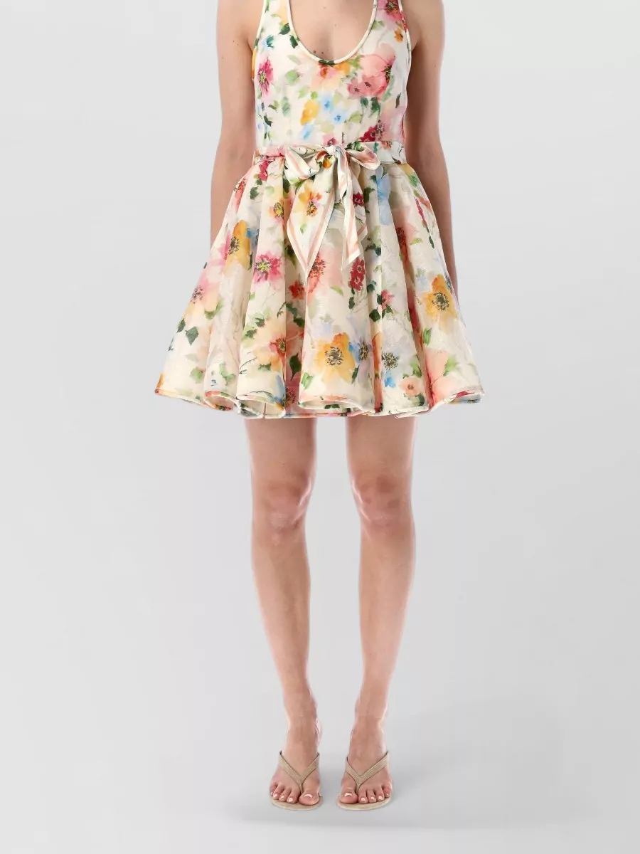 Zimmermann Silk linen halterneck flared mini dress