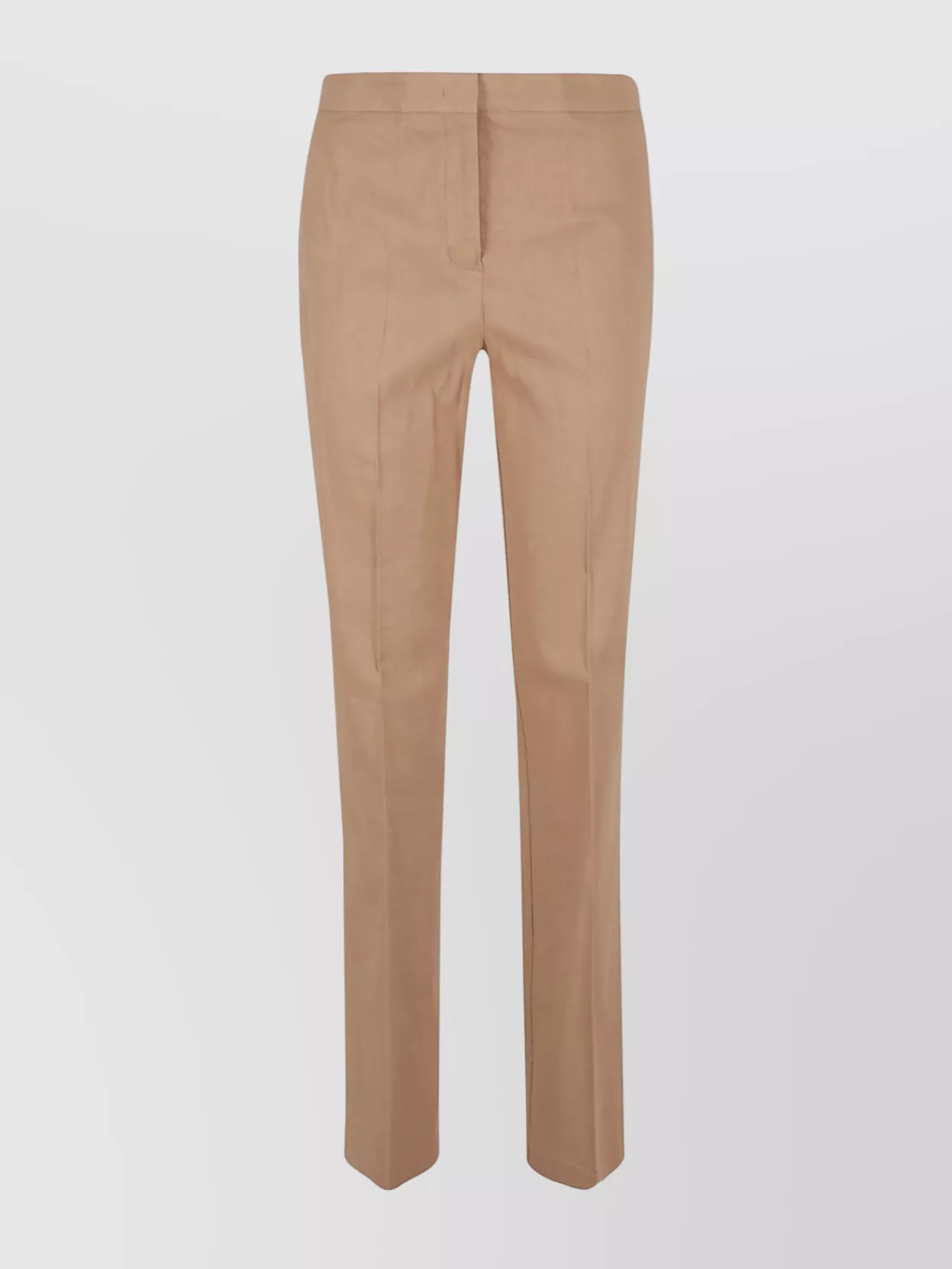 Shop Pinko Linen Stretch Straight Leg Trousers In Brown