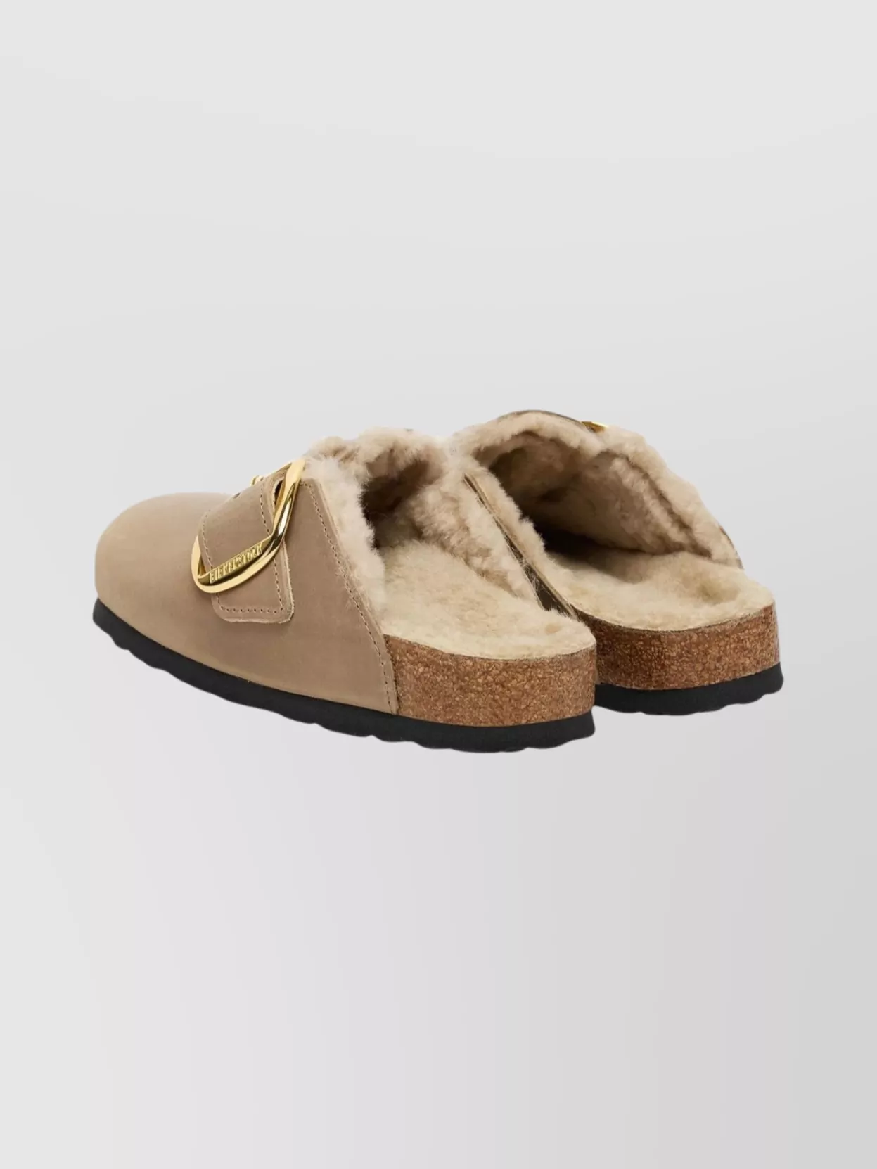 Birkenstock Boston Round Toe Sandals With Gold Buckle