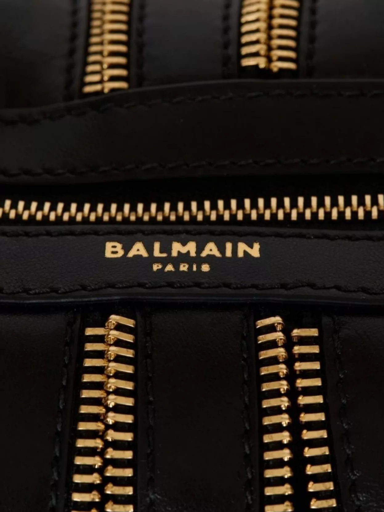 Balmain Curved Leather Shoulder Bag Hardware