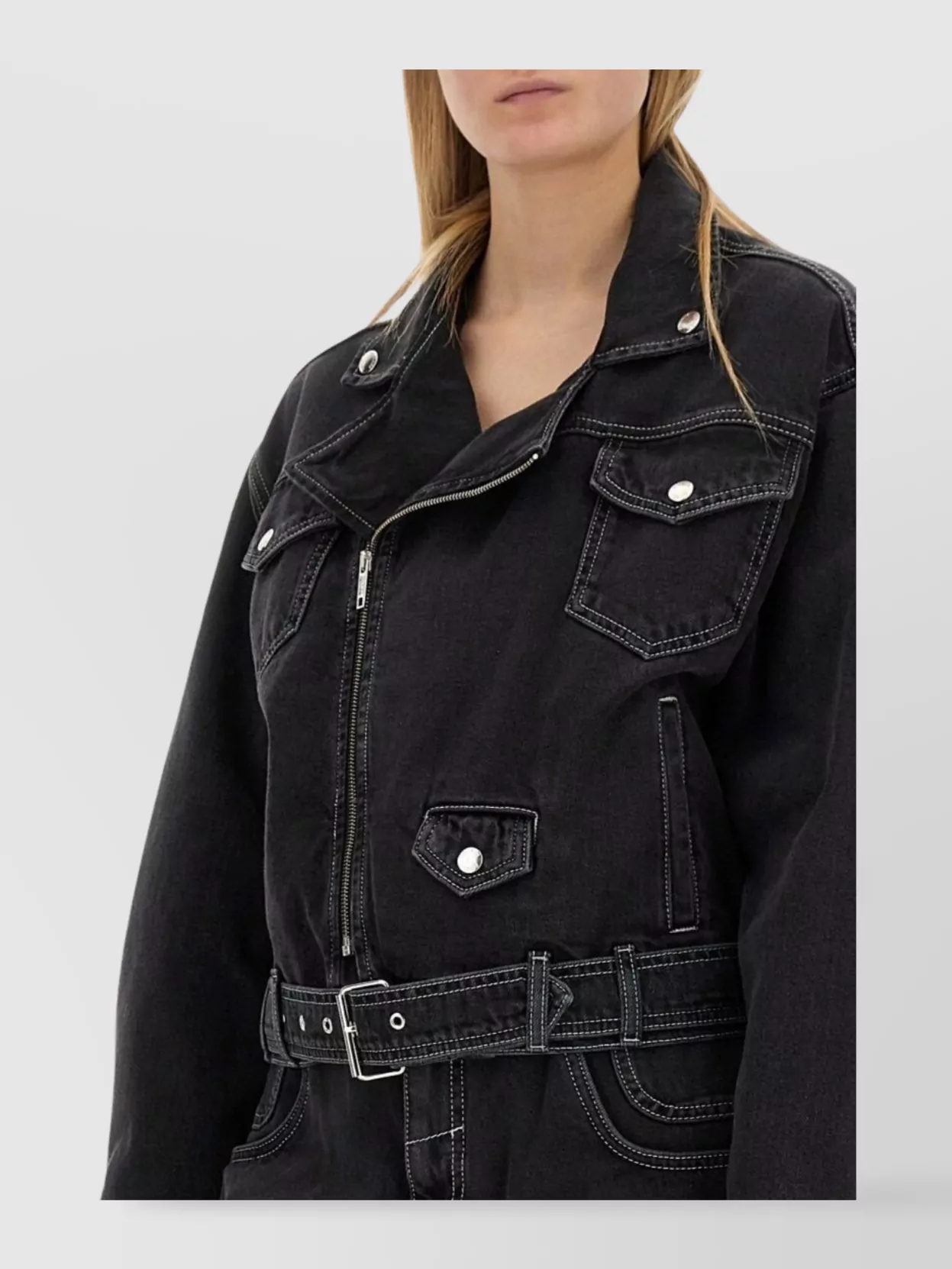 Moschino Waist Belted Denim Jacket