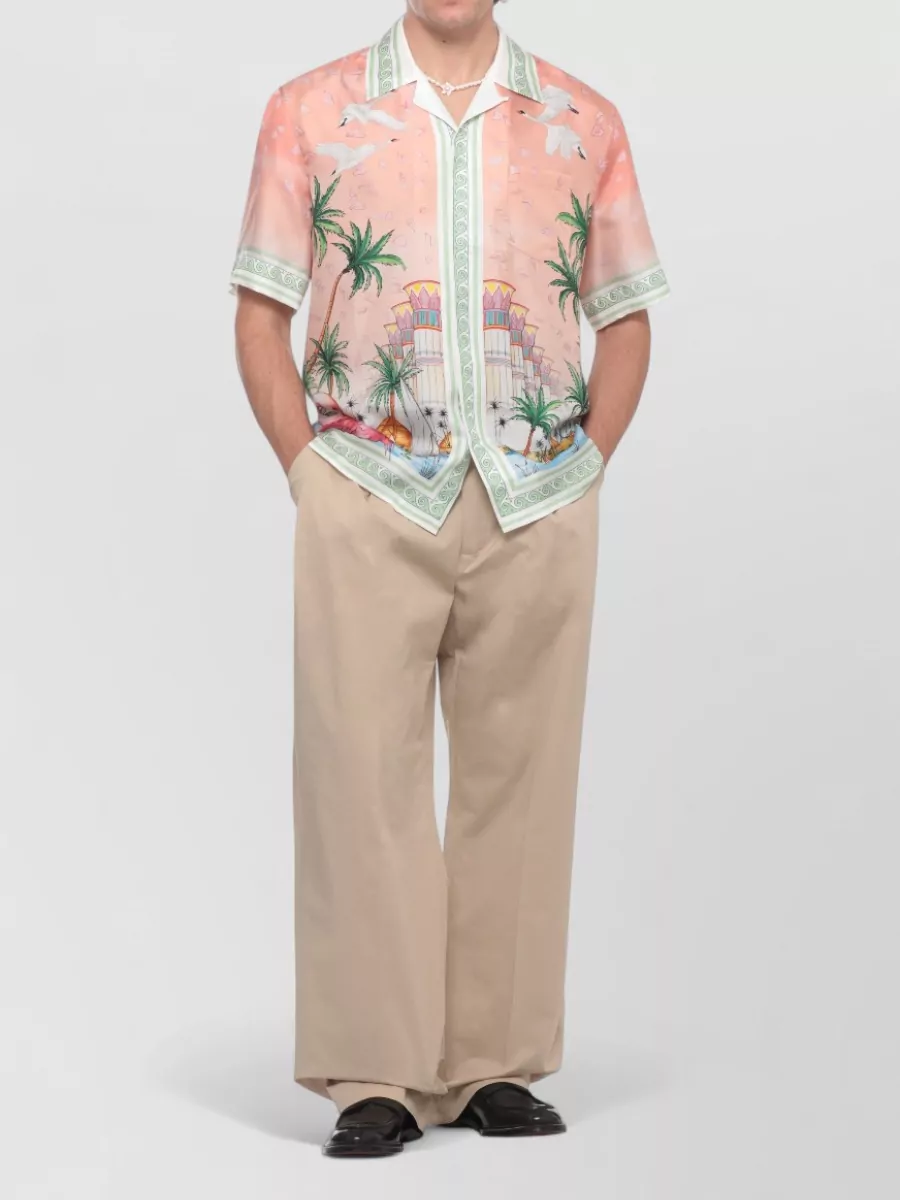 Casablanca Silk Printed Short-Sleeve Shirt
