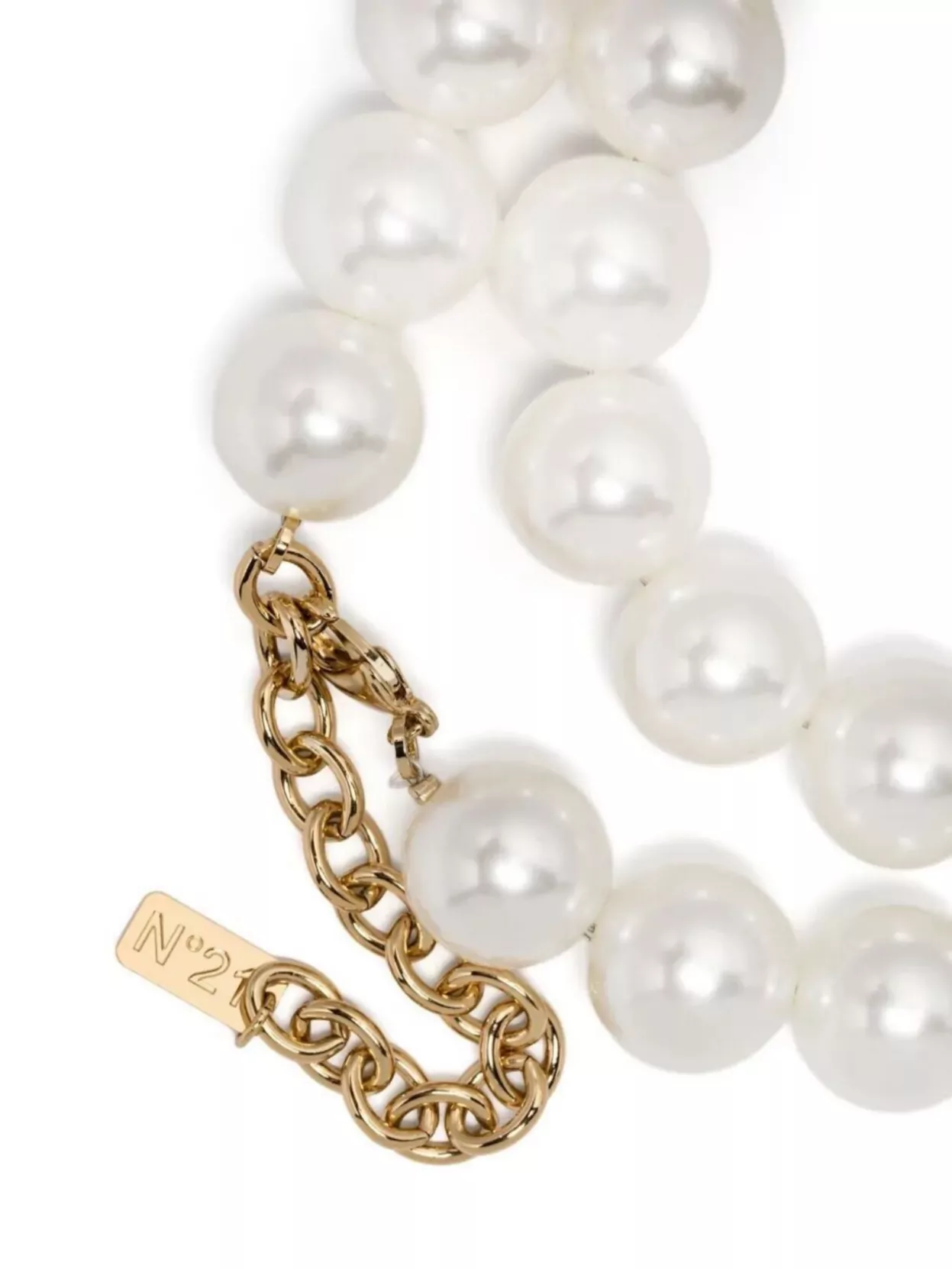 N 21 Gold Chain Necklace Pearl Beads