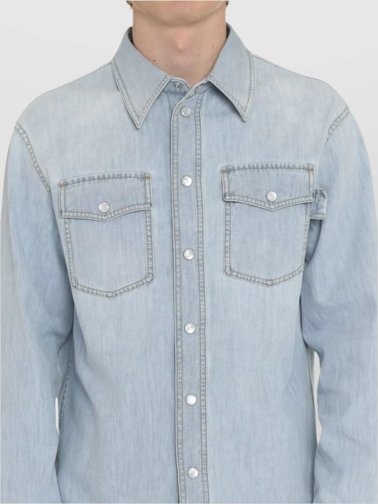 Bottega Veneta Bleached Light Denim Shirt