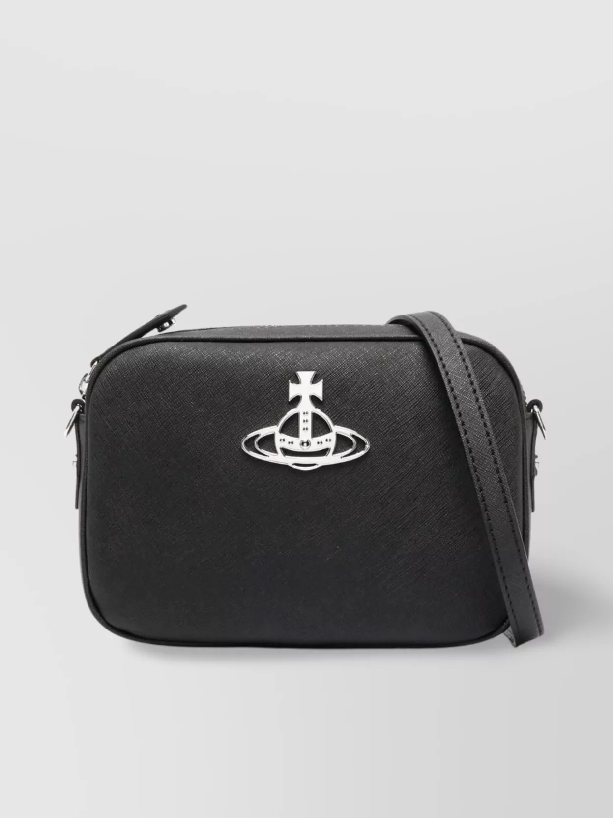 Shop Vivienne Westwood Adjustable Strap Shoulder Bag With Rear Zip Pocket In Black