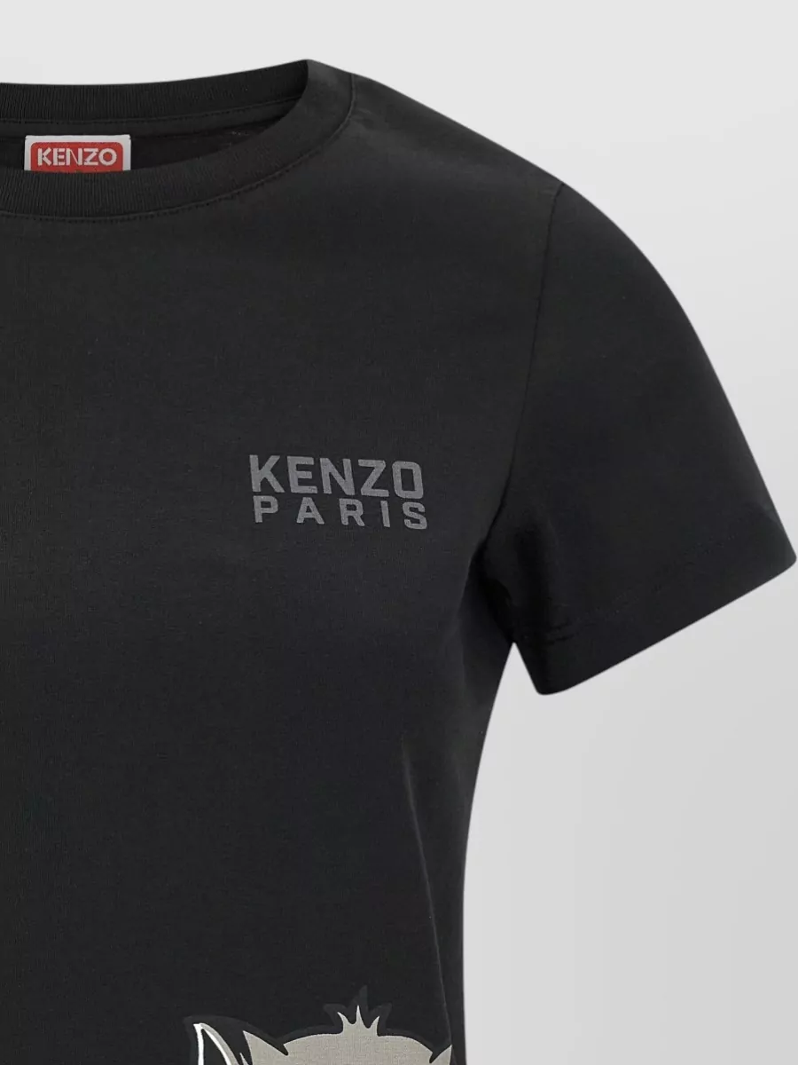 Kenzo Cotton Happy Tiger Print Short Sleeve T-Shirt