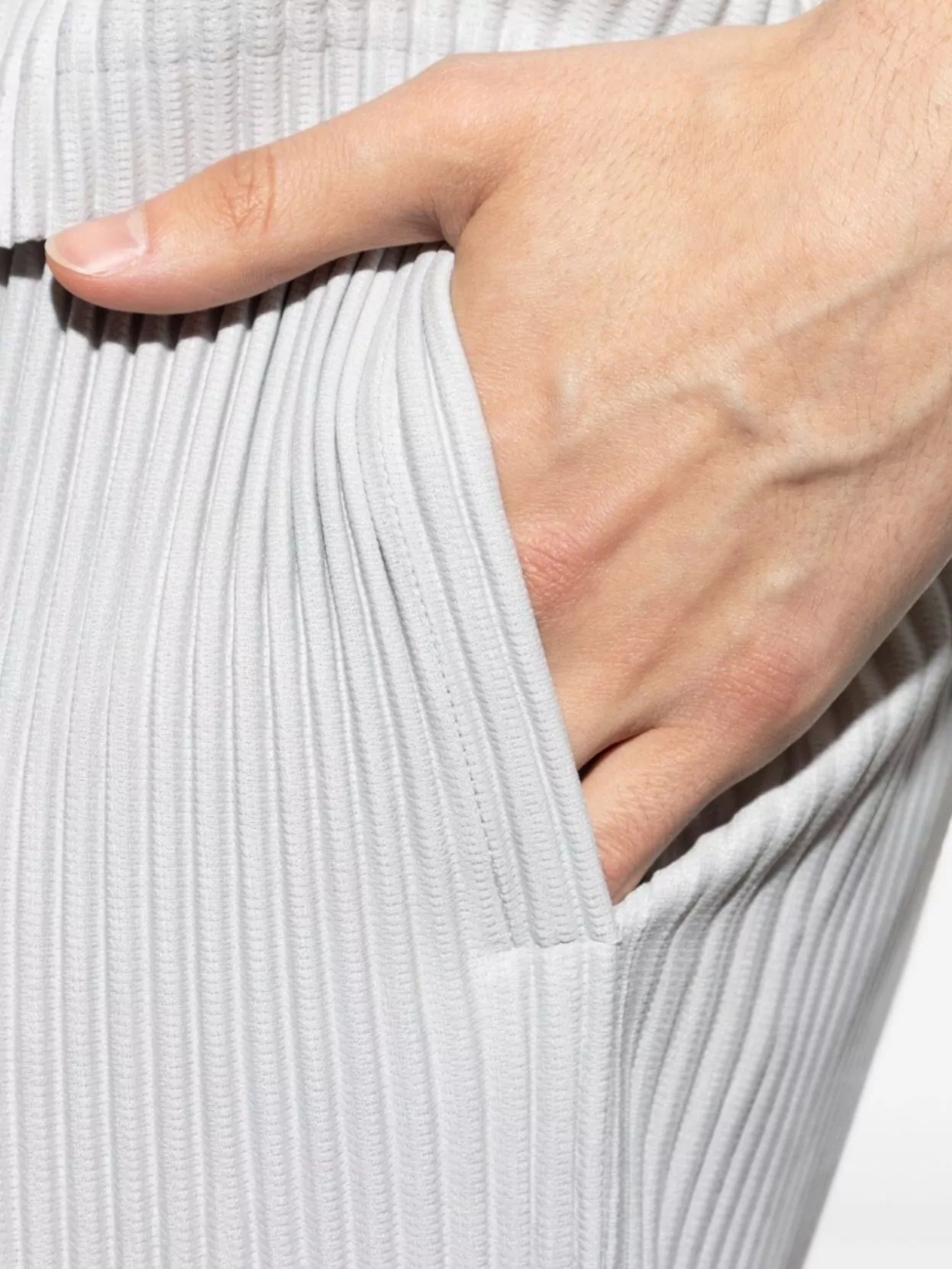 Homme Plisse Issey Miyake Pleated Trousers With Elasticated Waistband And Ribbed Texture