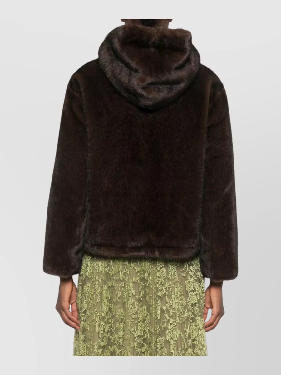 Ermanno Firenze Hooded Faux Fur Coat