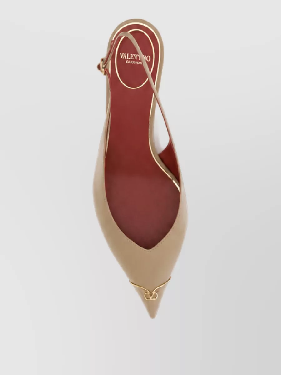 Valentino Garavani Leather Vlogo Slingback Kitten-Heel Pumps