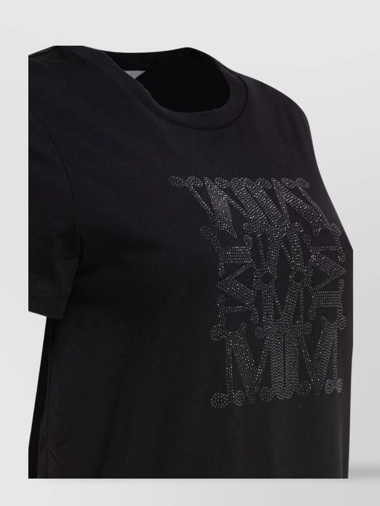 Max Mara Embellished Round Neck Top With Graphic Detail In Black