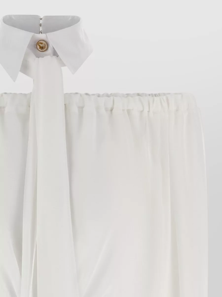 Elisabetta Franchi Off-Shoulder Semi-Sheer Blouse