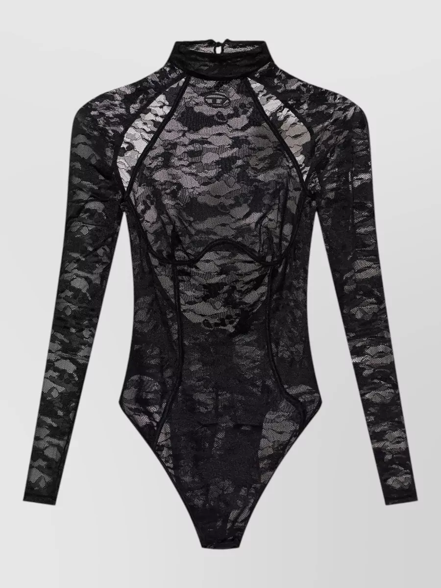 Diesel Lace long-sleeve mock-neck bodysuit