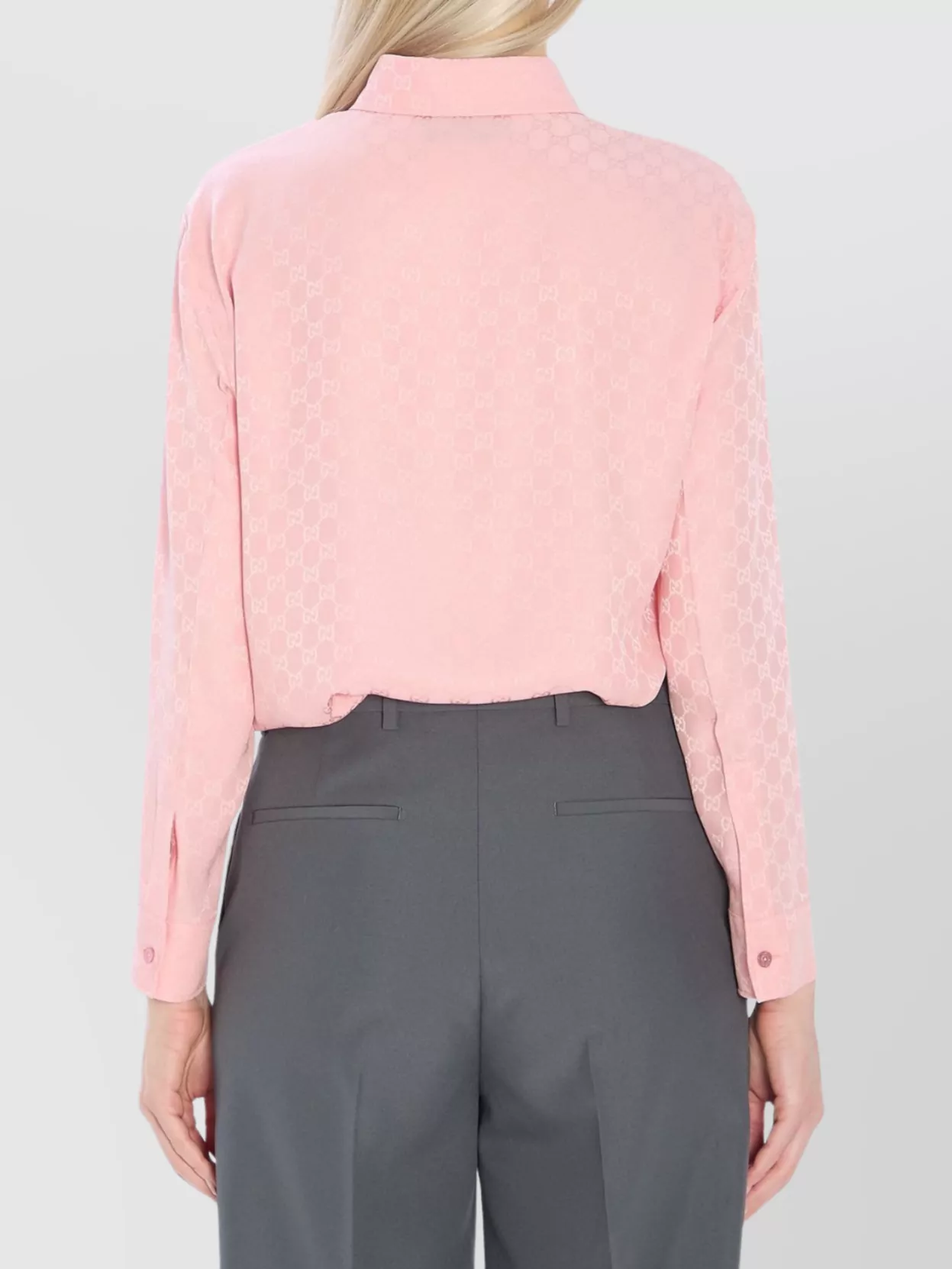 Gucci Silk Shirt With Gg Jacquard Pattern