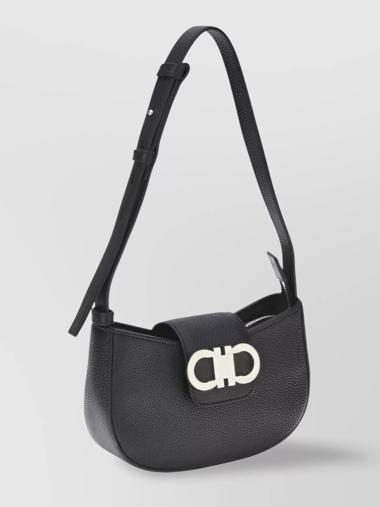 Ferragamo Gabry Black Calf Leather Shoulder Bag