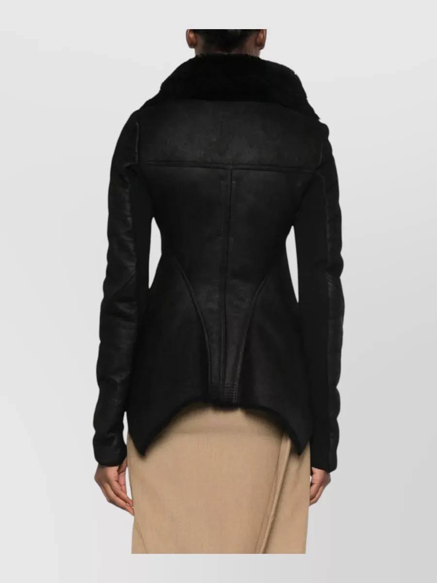 Rick Owens Lamb Leather Asymmetric Biker Jacket