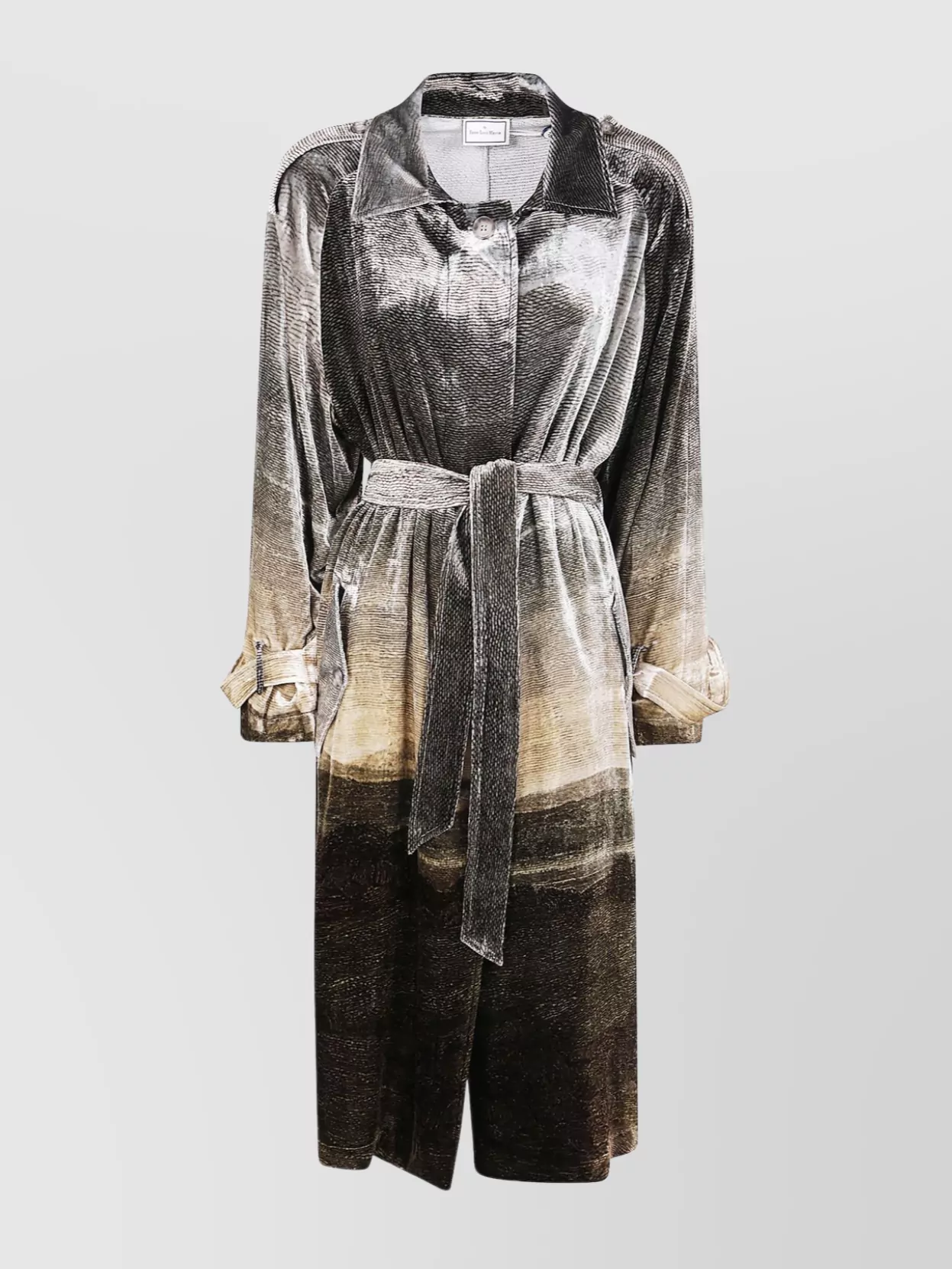 Pierre Louise Mascia Gradient Velvet Jacket Belted Waist In Black