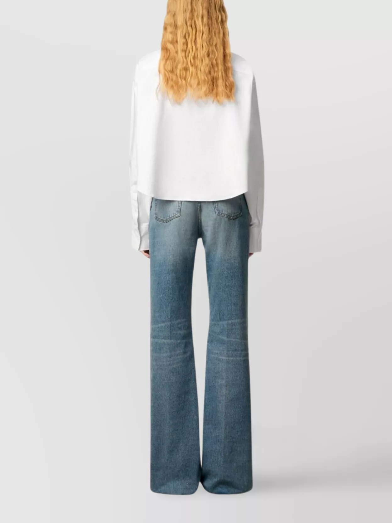 Ami Paris Cropped Cotton Shirt Long Sleeves