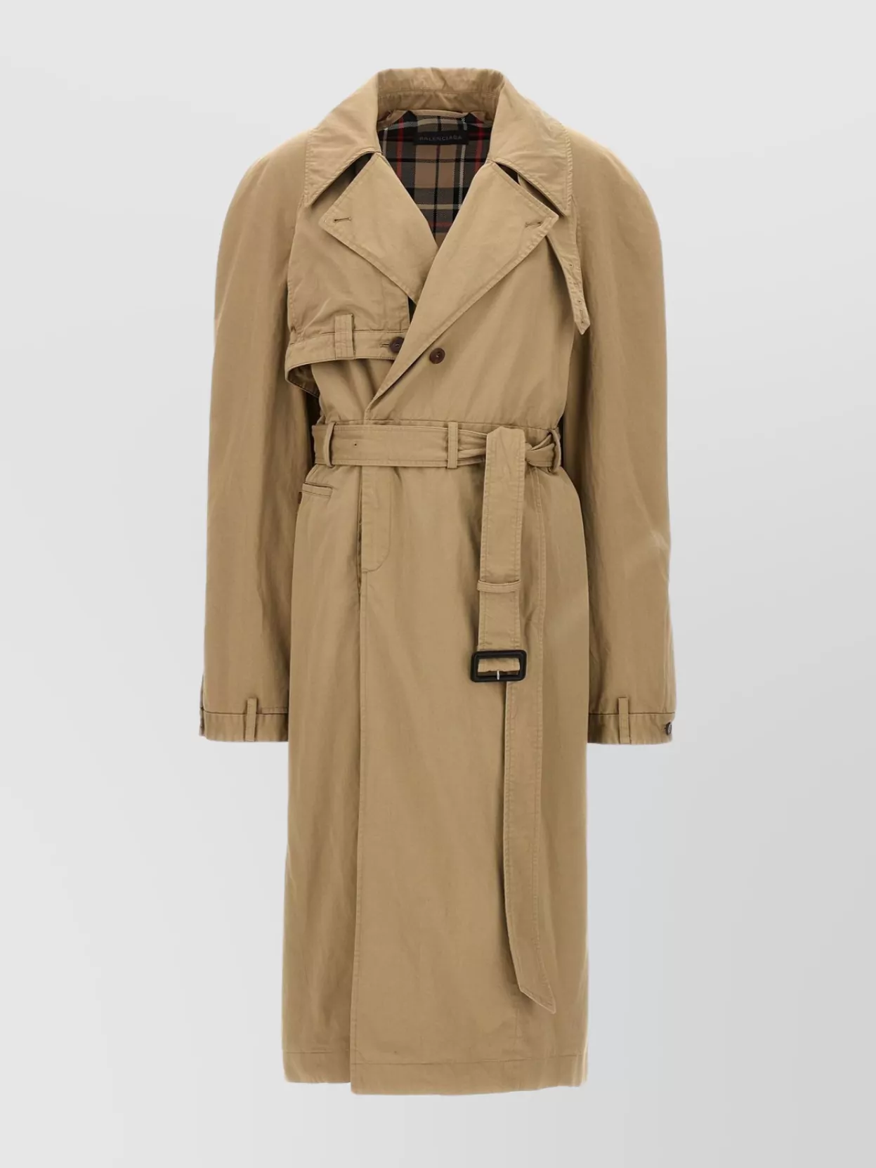 Balenciaga Trench Coat Belted Back Vent In Brown