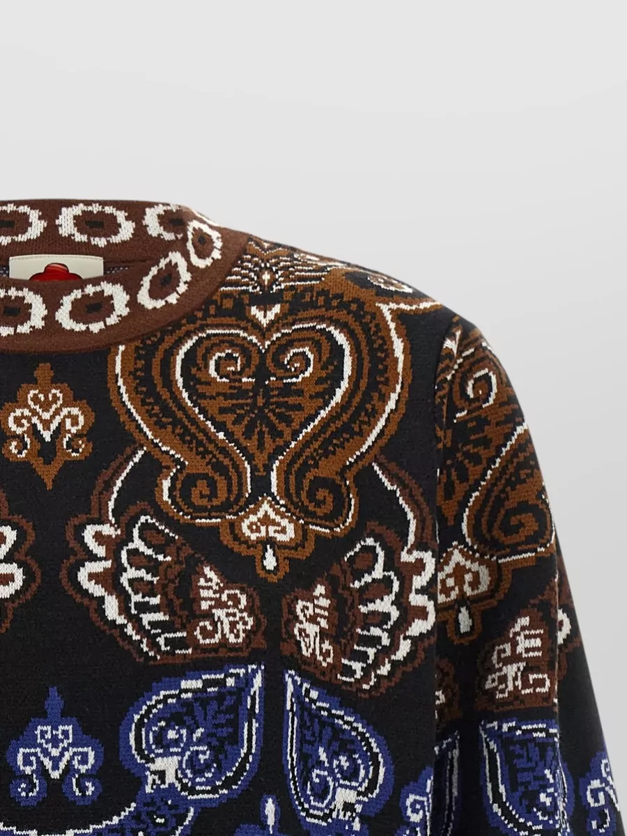 Farm Rio Jacquard Balloon-Sleeve Crew-Neck Jumper