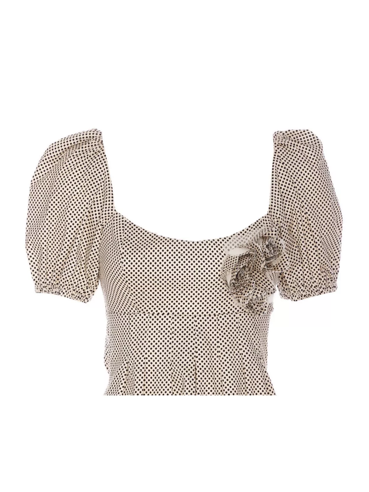 Elisabetta Franchi Backless Puff Sleeve Dress With Floral Lace