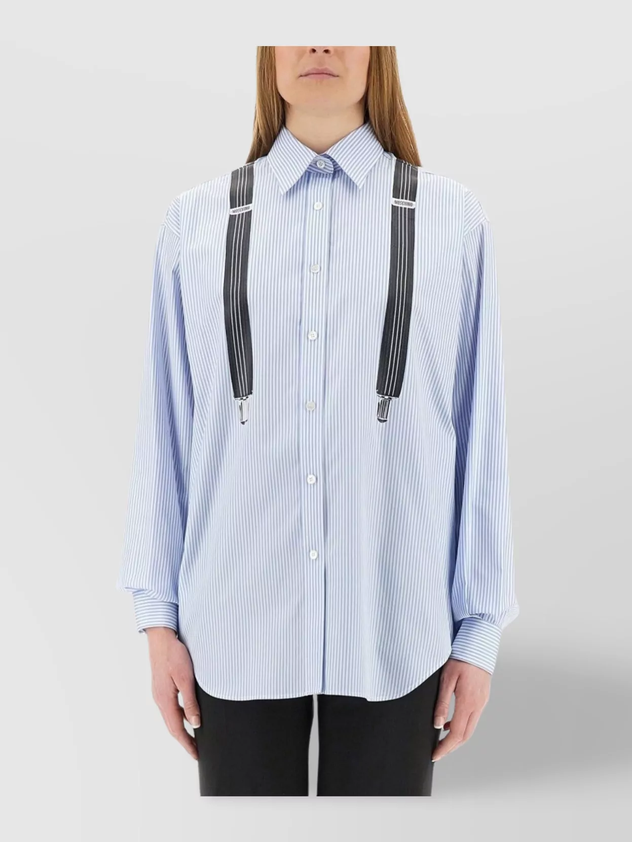 Moschino Striped Collared Shirt Suspenders