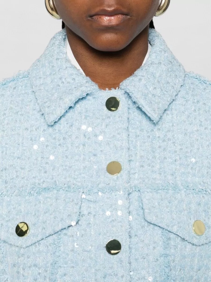 Alice + Olivia Sequined Cropped Tweed Jacket