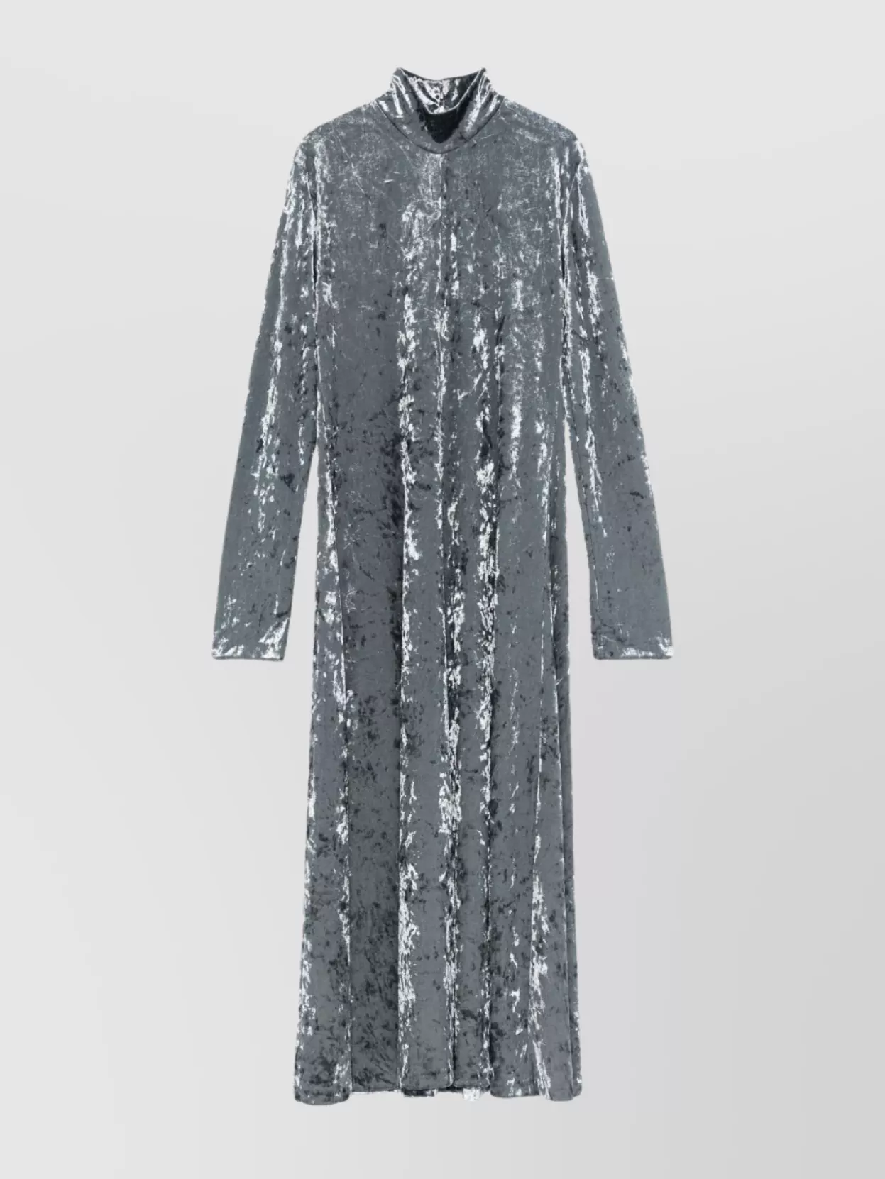 Forte Forte A-line Velvet Midi Dress With Long Sleeves In Gray