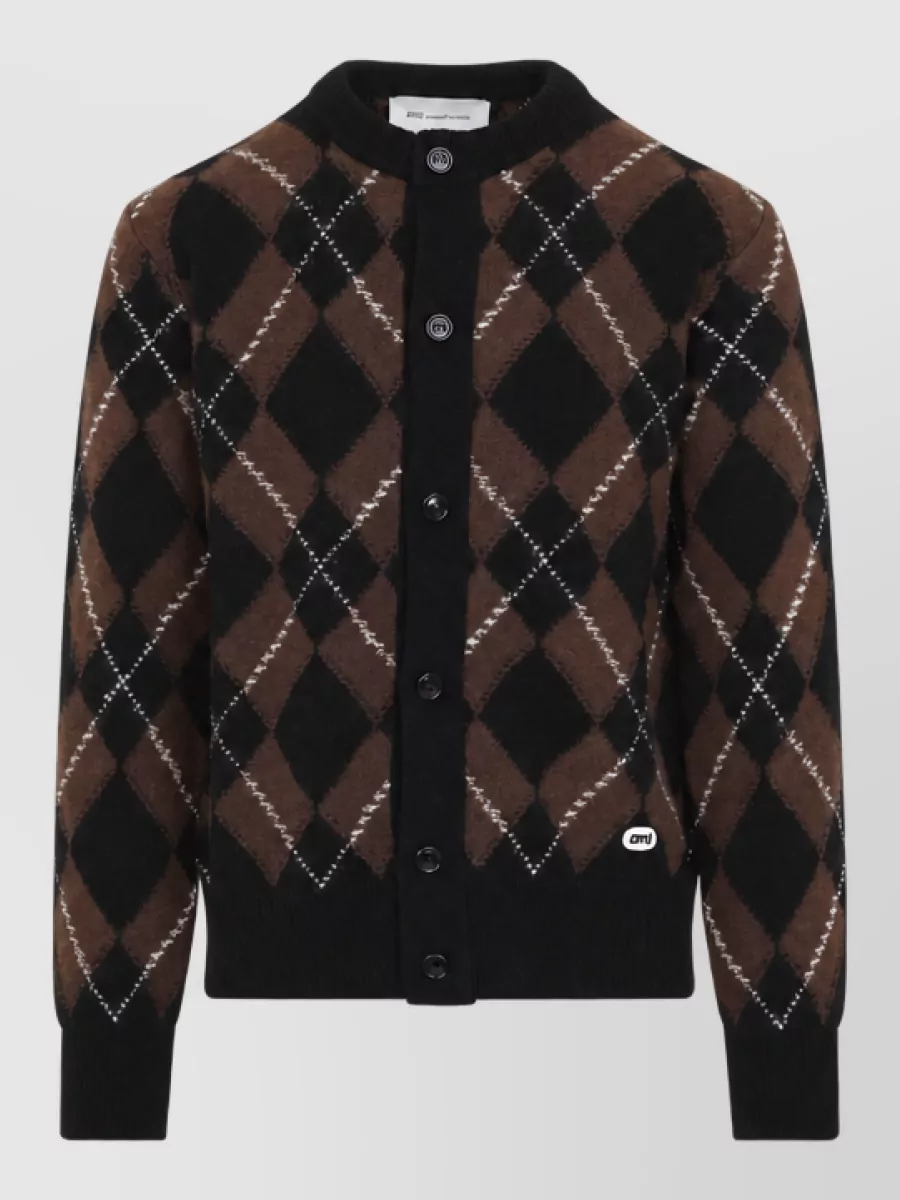 Ami Paris wool argyle crewneck cardigan