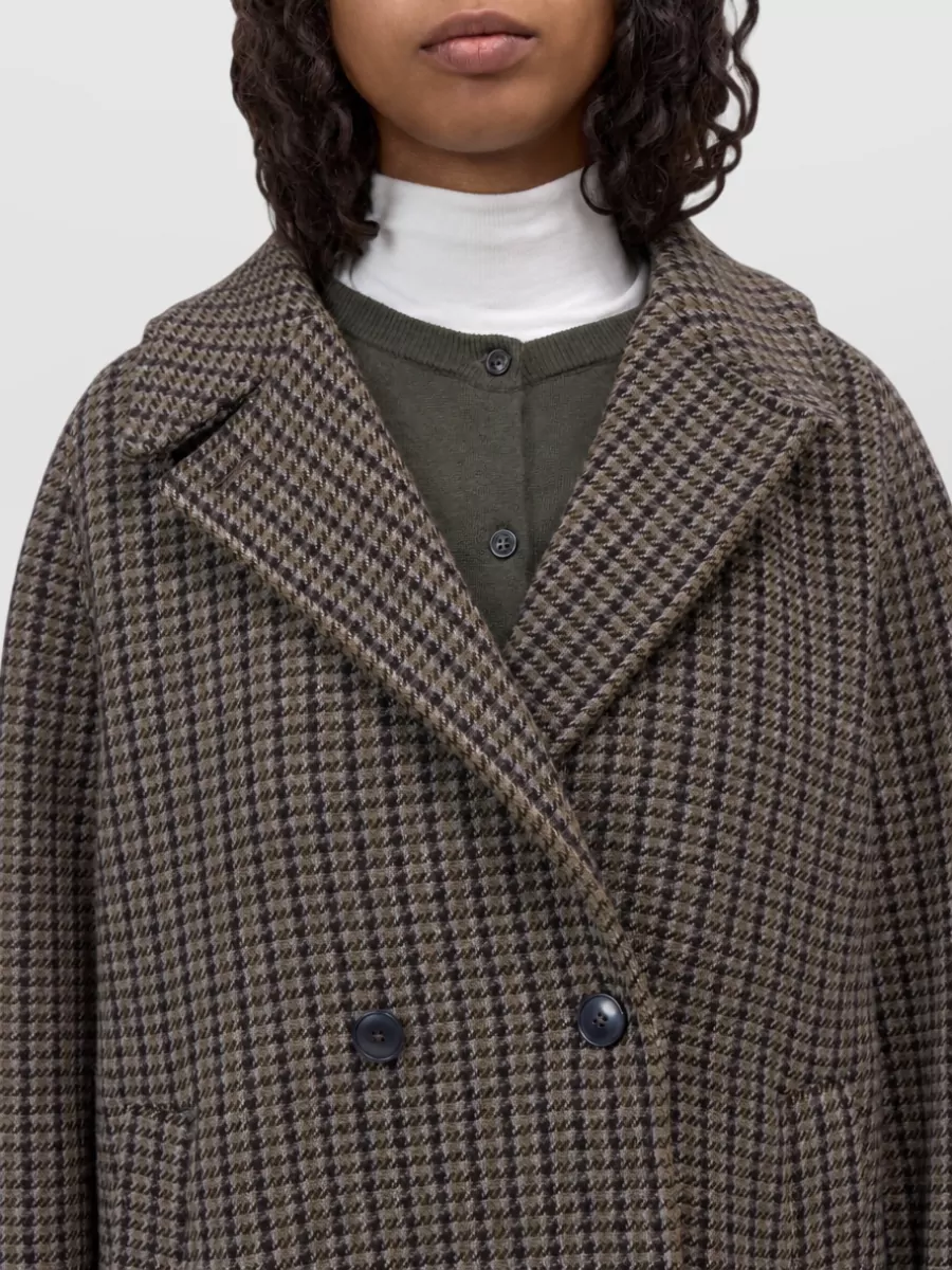Closed Checked Double-Breasted Wool Coat
