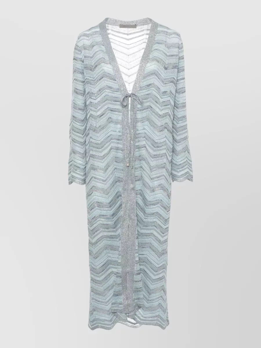 D.exterior Long-sleeve v-neck geometric-pattern cardigan