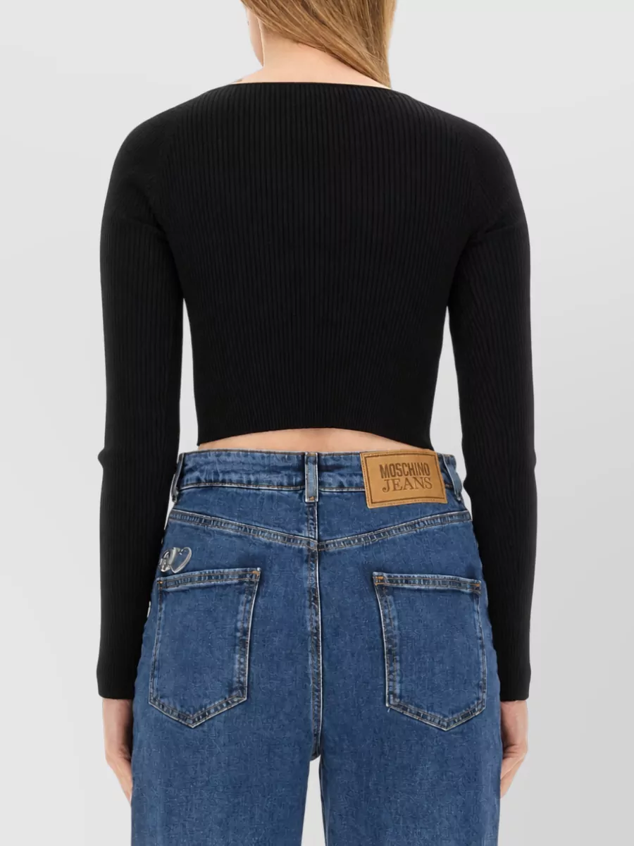 Moschino Ribbed Cropped Knitted Top