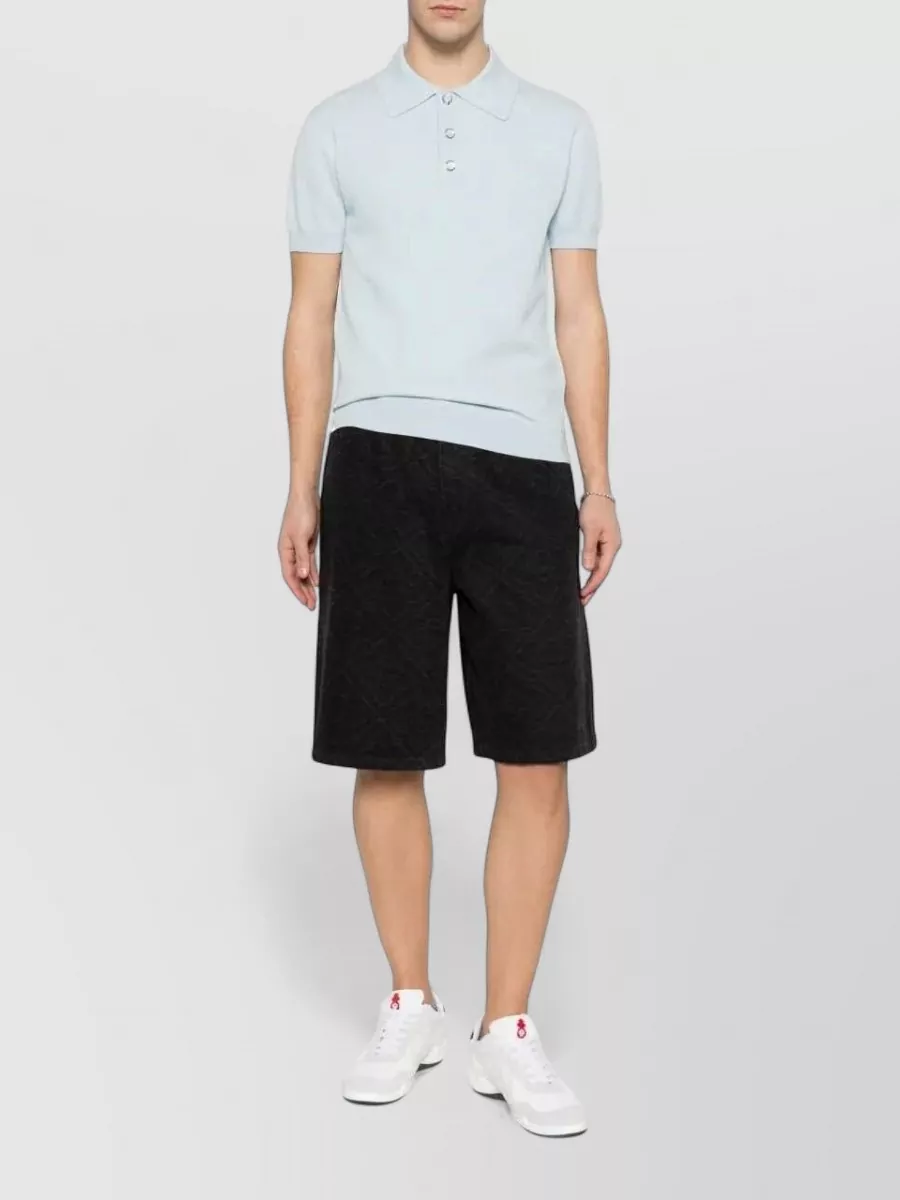 Casablanca Pointelle Knit Short Sleeve Polo Shirt