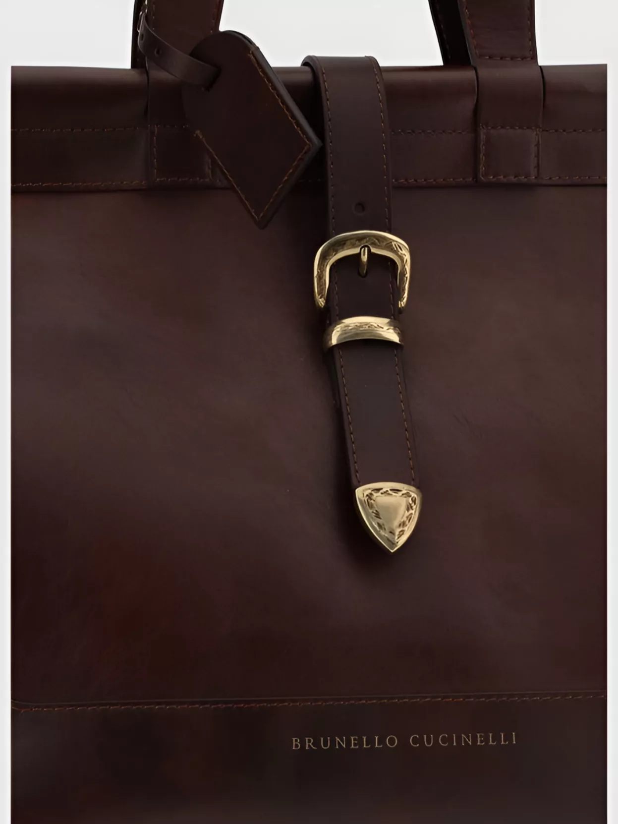 Brunello Cucinelli Leather Travel Bag With Adjustable Buckle Detail