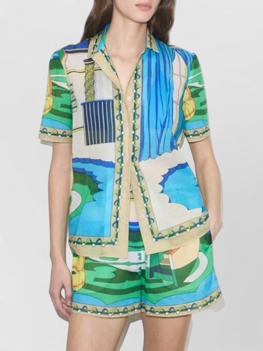 Tory Burch Cotton Printed Camp Shirt