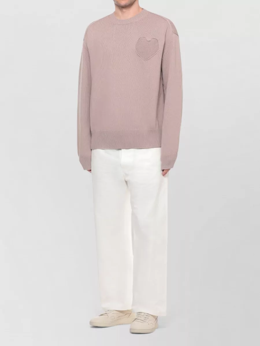 Moschino Ribbed Long Sleeve Crewneck T-Shirt