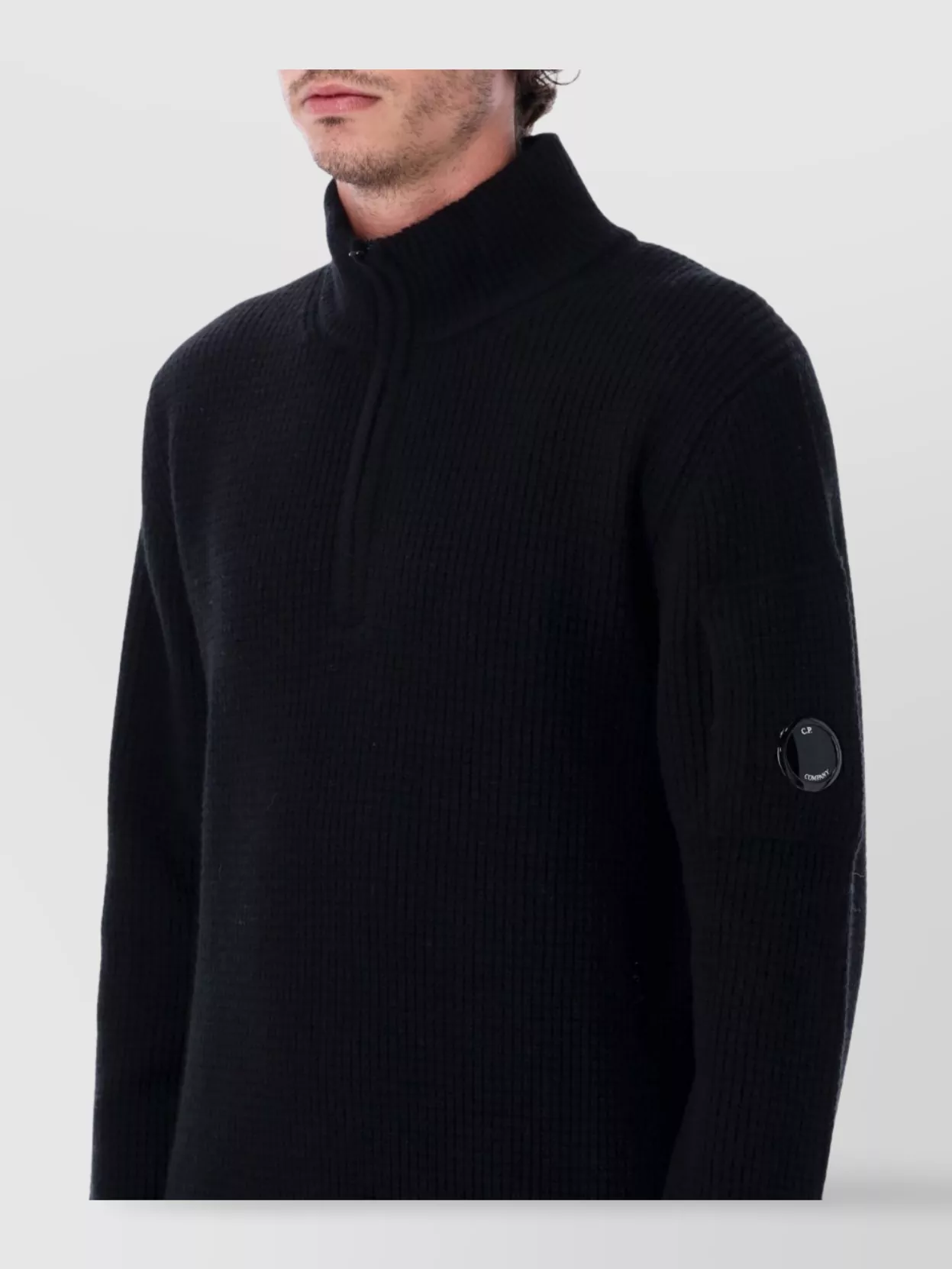 C.p. Company High Collar Long Sleeve Knit Sweater